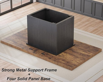 HSH Dining Table for 6 to 8, 71” Wood Rectangular Dinner Table, 6 ft Industrial Kitchen Table only with Black Pedestal, Modern Large Dining Room Table for Home Gathering Office, Rustic Brown, 71 Inch
