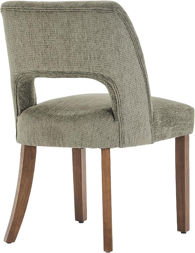 VKNOW Wooden Dining Chairs Set of 2, Modern Fabric Upholstered Dining Room Chair Kitchen Chairs, Farmhouse Dinner Chair for Kitchen Dining Room, Green