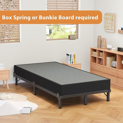 MAF Metal Bed Frame Twin XL 8 Inches, 9-Legs Support Bed Base, Twin XL Bed Frame for Box Spring and Mattress, Basics Bed Frame Headboard Attachable Tool-Free Easy Assembly, Black
