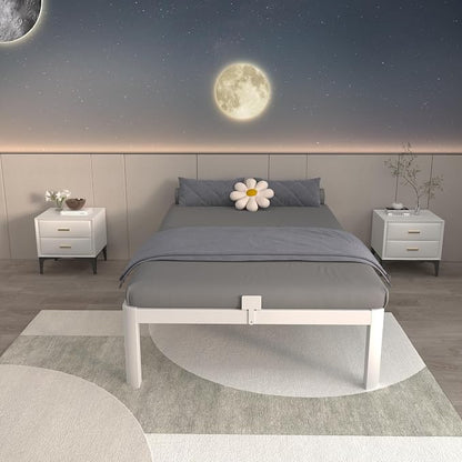 ITIMIDI 14 Inch Twin White Bed Frames, Metal Twin Platform Bed Frame with Round Corner Legs, Heavy Duty Steel Support 3500 LBS, Storage Space, No Box Spring Needed, Noise Free, Easy Assembly