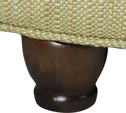 HomePop 25" Button Tufted Round Storage Ottoman - Tan & Cream Tweed