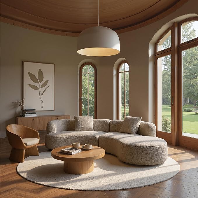 Acanva Formia Boucle Curved Sectional Couch for Living Room | Modular Sofa, Modern Minimalist, Wood Frame, For Apartment, Home Office
