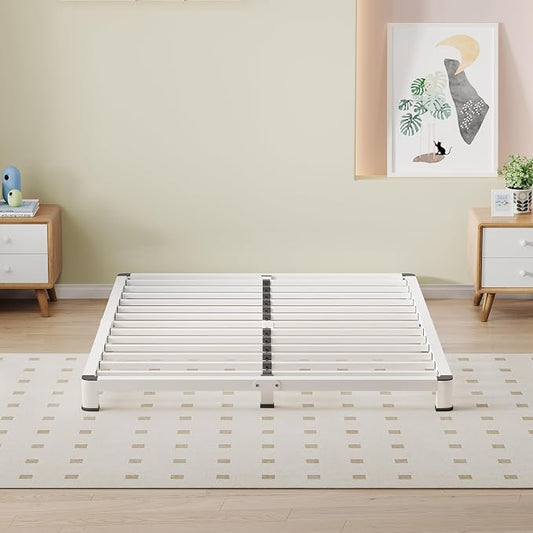NKZ King Platform Bed Frame 4 Inch, Heavy Duty Metal Low Profile Bed Frame with Round Corner Legs, 3500lbs Weight Capacity Reinforced Frame, No Box Spring Needed，Noise-Free, Easy Assembly
