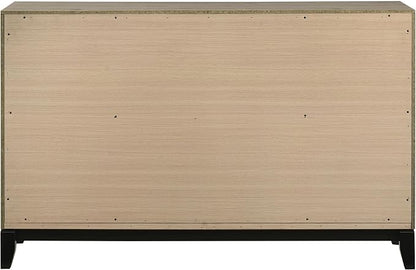 Coaster Home Furnishings - Valen - Wood - 6-Drawer Dresser with Curved Pull Handles, Groove Detailing, and Nickel Hardware - Bedroom - Light Taupe - 215913