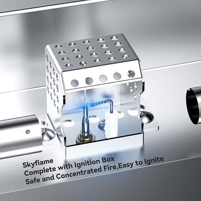 Skyflame 36" Linear Stainless Steel Fire Pit Drop-in Burner Kit with Flame Sensing, Electronic Spark Ignition,and Propane Regulator Connector Hose Set for Propane Tank