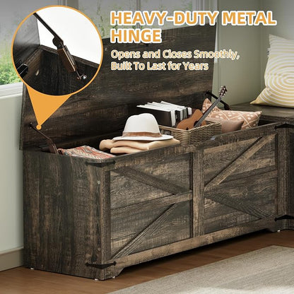 DWVO L-Shaped Storage Bench, 18" High Corner Dining Bench with Safety Hinges, Wooden Nook Chest for Living Room, Bedroom | Safety Hinges, Wooden Nook Chest for Living Room, Bedroom