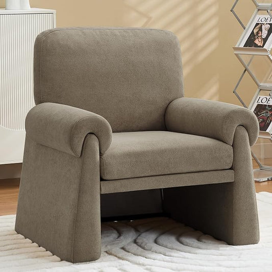 Oversized Accent Chair, Comfy Living Room Chairs, Single Sofa Chair with Thick Cushion and Armrests, Upholstered Arm Chair for Living Room, Modern Armchair, Reading Chair for Bedroom, Grey