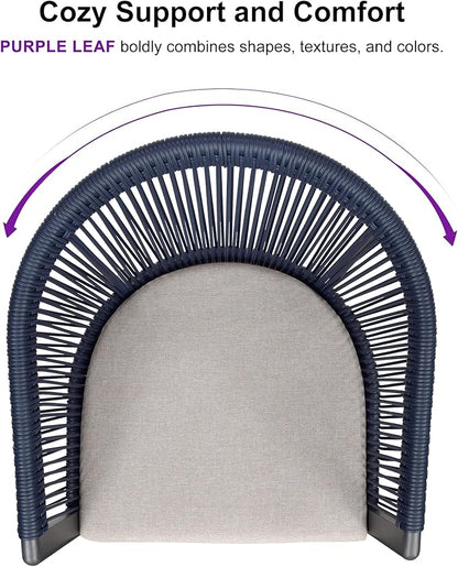 PURPLE LEAF Patio Dining Set for 6 All-Weather Wicker 7 Piece Aluminium Outdoor Table and Chairs Set Included Cushions for Backyard Indoor Decor Kitchen Modern Outdoor Furniture Set Grey and Navy