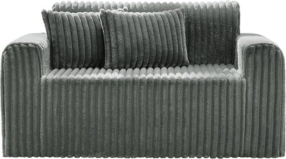 Hobestluk Couch Sofa 2-Seater Foam Sofa Loveseat for Small Spaces Comfy Sofas with Removable Cover Furry Couch with Pillows for Living Room, Bedroom, Apartment, Office (Grey, Loveseat)