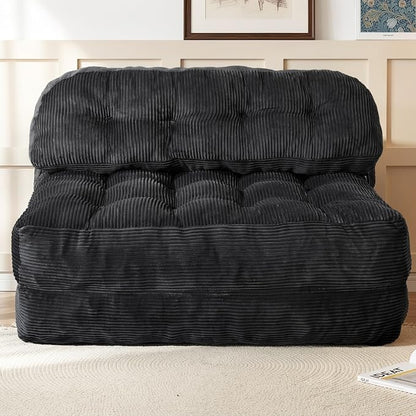 Folding Sofa Bed, Convertible Sleeper Chair with Back Support and Pillow Futon, Boneless Matress, for Living Room/Guest Use/Home Office, Foldable Chair Bed for Adults, Black, Full
