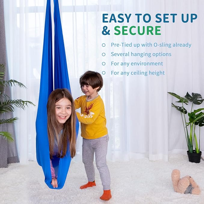 OUTREE Sensory Swing for Kids with 360° Swivel Hanger, Indoor Therapy Swing Great for Autism, ADHD, Sensory Processing Disorder, and Autistic Children