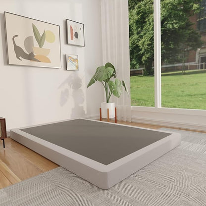 FMDMR Twin Box Spring 4 Inch - Low Profile Box Spring Twin, Heavy Duty Mattress Foundation Metal Bed Base with Fabric Cover, Noise Free, Easy Assembly, Non-Slip, 2500lbs Max