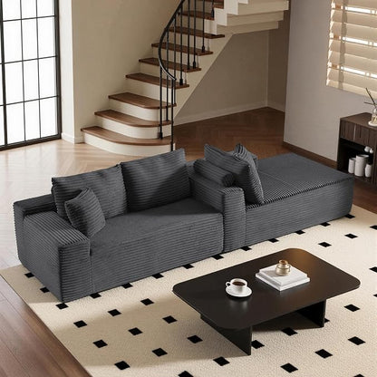 AUGOP 108" Sectional Couches for Living Room Modern Modular Sofa with L-Shape Couchs Upholstered Boneless Couch Deep Seat Sectional Couch with Chaise (Dark Grey, 108" Right Facing Chaise+2Seaters)
