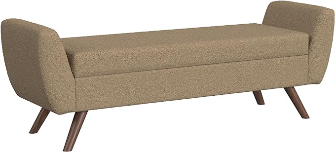HomePop 60" Modern Storage Bench with Wood Legs - Brown