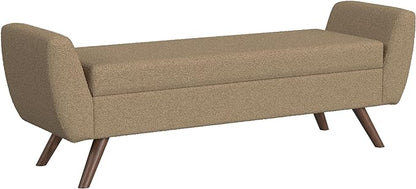 HomePop 60" Modern Storage Bench with Wood Legs - Brown