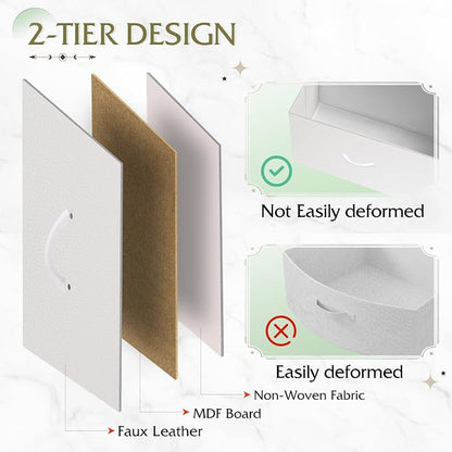 WLIVE White Night Stand, Small Dresser with 2 Drawers & Wooden Top, Nightstand with Fabric Bins, Bedside Table End Table for Bedroom, Closet, Entryway, College Dorm, White