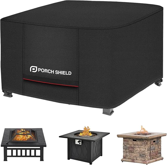 Porch Shield Square Patio Fire Pit Cover Fade Resistant Waterproof Outdoor Firepit Cover 28 x 28 inch for Gas Propane Fire Table
