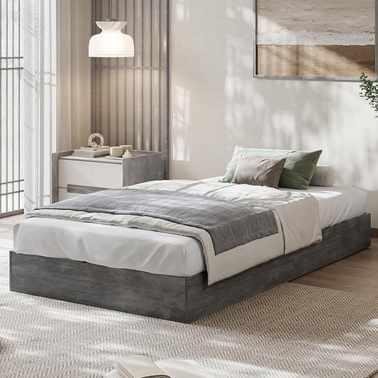 GarveeHome Twin Size Wood Platform Bed Frame,Wooden Bed Frame Without Headboard, Wood Slat Support,No Box Spring Needed, Easy Assembly