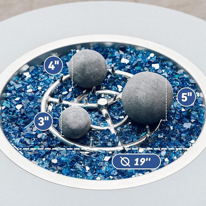 Skyflame Fireplace Balls for Gas Fireplace, Set of 6 Round Fire Stones Set for Indoor and Outdoor Fire Pits Accessory, 5 Inch, Gray
