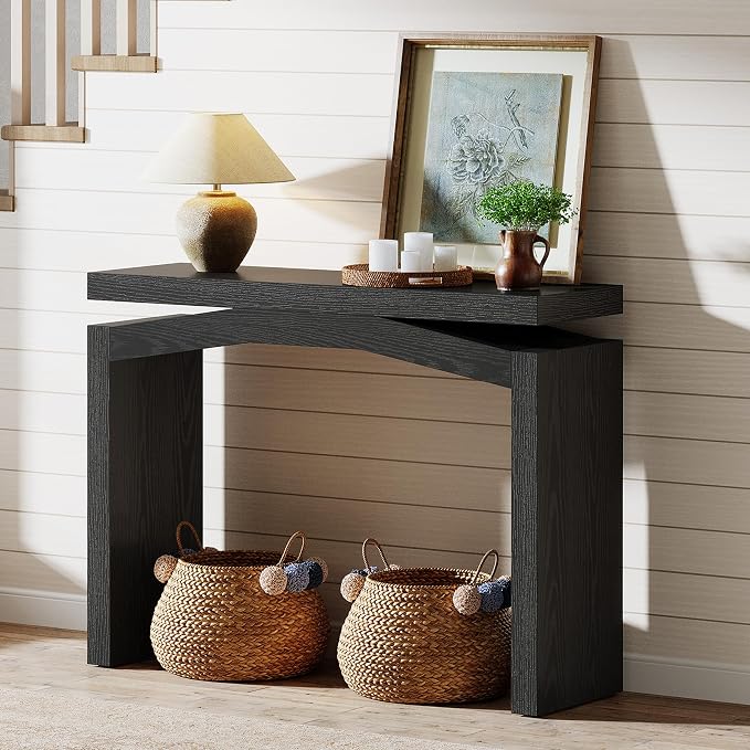 Tribesigns 40-Inch Console Table for Entryway, Farmhouse Sofa Console Behind Couch, Small Entry Table for Hallway, Foyer, Living Room, Black