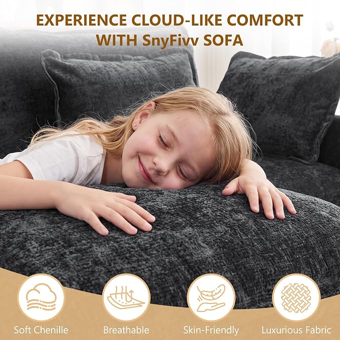 113" Chenille Modular Sectional Sofa (Chenille Black, Single Seat with Ottoman)