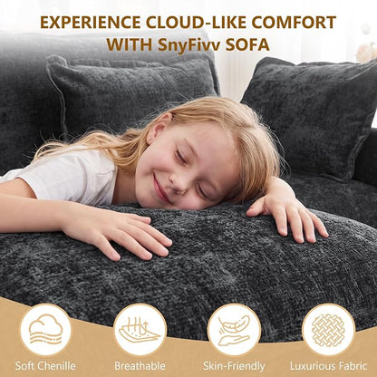 113" Chenille Modular Sectional Sofa (Chenille Black, Single Seat with Ottoman)