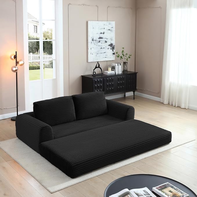 82-Inch Foldable Loveseat Boneless Cloud Couch, Modern Compressed Foam Daybed Floor Mattress Sleeper Sofa, 2-in-1 Boneless Convertible Sofa in a Box,No Assembly Required