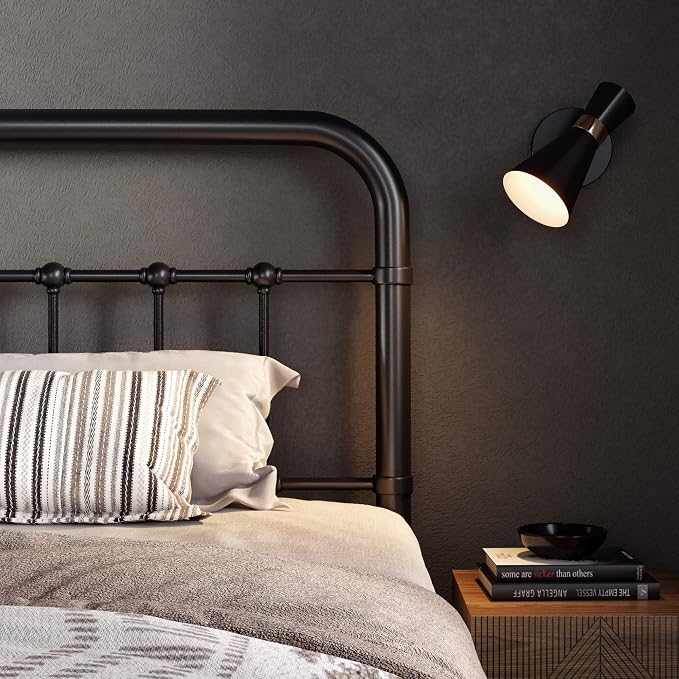 Allewie Full Size Metal Platform Bed Frame with Victorian Style Wrought Iron-Art Headboard/Footboard, No Box Spring Required, Black