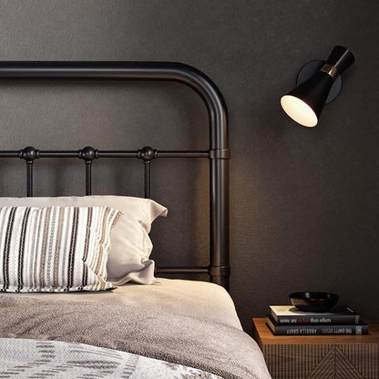 Allewie Full Size Metal Platform Bed Frame with Victorian Style Wrought Iron-Art Headboard/Footboard, No Box Spring Required, Black