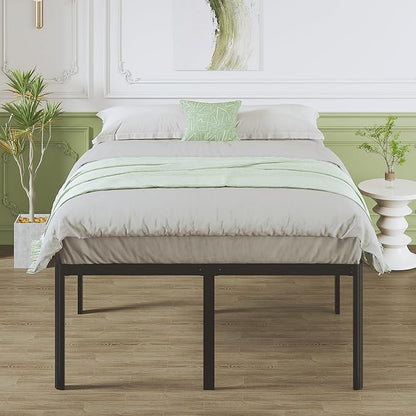 Lutown-Teen 25 Inch High King Bed Frame with Rounded Corner Legs, Sturdy Mattress Foundation, Heavy Duty Metal King Size Platform No Box Spring Needed, Noise Free, Easy Assembly, Black