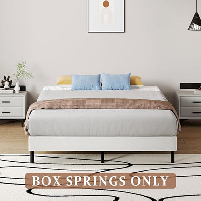 SHOANED Full Size Box Springs - 5 Inch Low Profile Mattress Foundation No Noise Heavy Duty Metal Basics Bed Base with Clean Fabric Cover, Easy Assembly