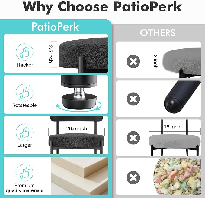 PatioPerk Boucle Dining Chairs Set of 2, Black Mid Century Morden Chair with Curved Backrest, Round Upholstered Sherpa with Metal Legs, Suitable for Various Kitchen Styles