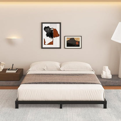 Cieemine 5 Inch Low King Size Bed Frame, Heavy Duty Bed Frame King Size Low Profile, No Box Spring Needed, Easy Assembly, Noise Free, Black