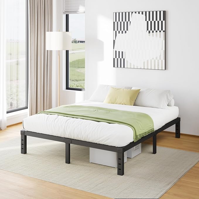 Furnitui 12 Inch High Metal Full Size Bed Frame, Platform Bed Frame Full Size No Box Spring Needed, Easy Assembly, Noise Free, Sturdy, Black