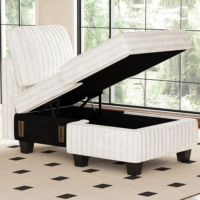 Belffin Modular Sectional Storage Chaise Module for Modular Sectional Sofa Left-Facing Chaise Beige Couch