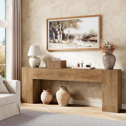 Epecoya Extra Long Console Tables for Entryway 86-Inch, Farmhouse Couch Table Behind Sofa Wooden, Modern Entryway Table for Entrance, Hallway, Living Room, Apartment, Natural Oak Brown