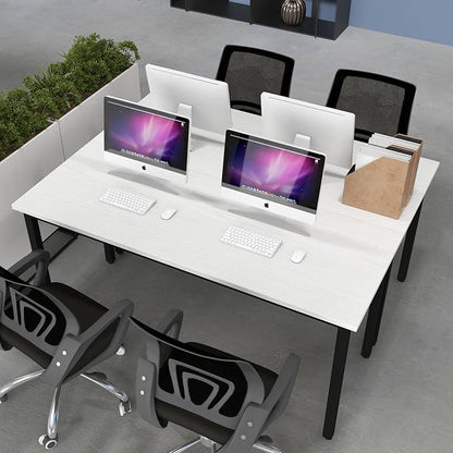 Bonzy Home Conference Tables 8ft Office Computer Desk for Meeting Room Study Writing Printer Podcast Table for 4-8 People Modern White 2PCS 94.4"x23.6"x29.5"