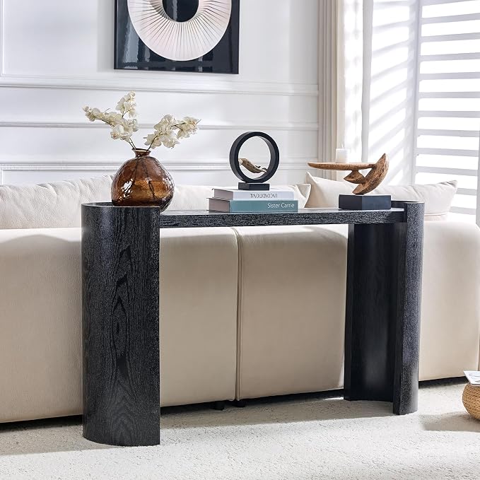 LKTART 53" Black Console Table for Entryway, Couch Tables Behind Sofa, Space-Saving Wooden Entry Foyer Hallway Table, Modern Console Sofa Tables for Hallway Organization