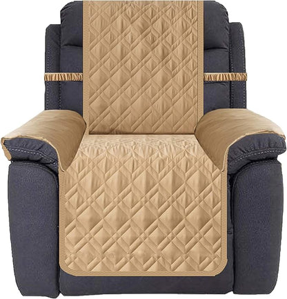 Ameritex Waterproof Nonslip Recliner Cover Stay in Place, Dog Chair Cover Furniture Protector, Ideal Recliner Slipcovers for Pets and Kids (Sand, 23")