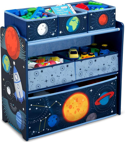 Delta Children Space Adventures Design & Store 6 Bin Toy Storage Organizer - Greenguard Gold Certified, Blue