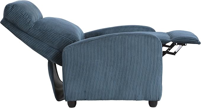 Lexicon Corduroy Pushback Recliner Chair Armchair Push Back Recliner, Solid Wood Frame and Metal Base, Easy Assembly Small Soft Single Sofa Accent Chair for Living Room/Office/Apartment, Midnight Blue
