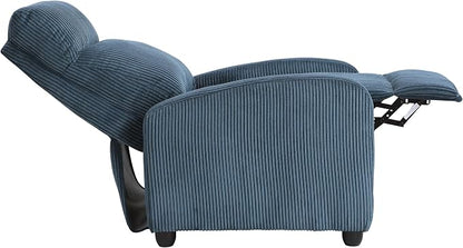 Lexicon Corduroy Pushback Recliner Chair Armchair Push Back Recliner, Solid Wood Frame and Metal Base, Easy Assembly Small Soft Single Sofa Accent Chair for Living Room/Office/Apartment, Midnight Blue