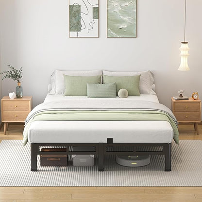 NKZ 10 Inch King Size Bed Frame, Metal Bed Frame & Box Spring 2 in 1 Platform with Round Corner Legs, 4000lbs Weight Capacity Reinforced Low Profile Metal Frame, Noise-Free, Easy Assembly