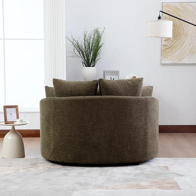 ERYE 56.3" Chenille Upholstered Accent Chair Deep Seat for Living Room Bedroom, Oversized Leisure Cushion Armchair W/ 5 Pillows and Removable Cover for Home Apartment Office