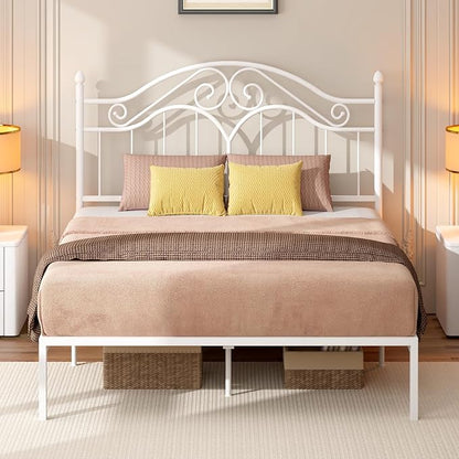 Headboard for Queen Size Bed Frame Vintage Bed Metal Headboard Only | Platform Bed Headboard,Height Adjustable,Sturdy and Stable,Easy Assembly,White
