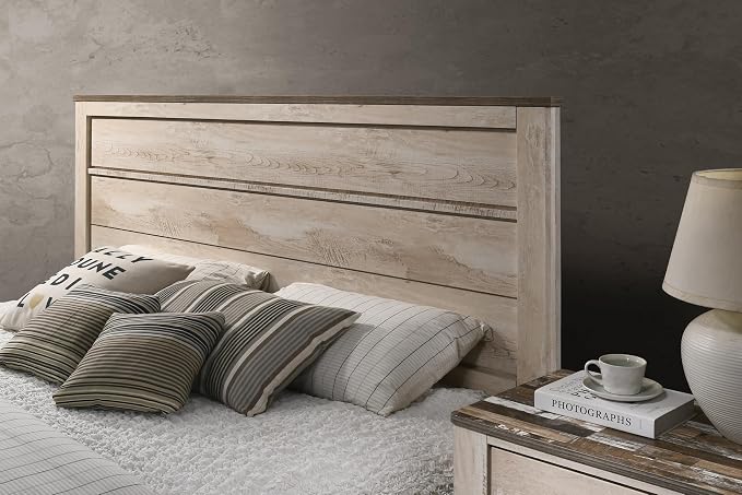 Peanu King Bed Set, White Wash Finish, Contemporary Bedroom Collection | King Bedroom Set, Solid Hardwood Build, White Wash Finish, Coordinated Storage For Refined Spaces