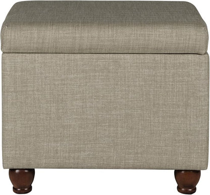 HomePop 22" Medium Rectangular Storage Ottoman - Tan Linen