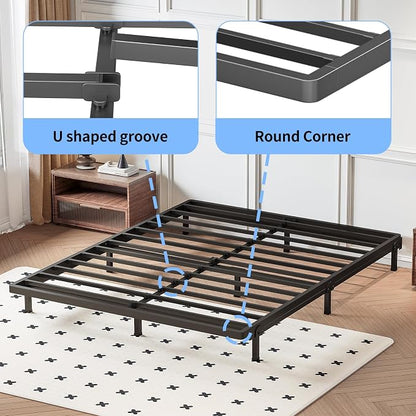 Superay 2 Inch California King Box Spring Low Profile, Heavy Duty Metal Box Spring Bed Base, Bunkie Board Bed Slat Replacement, Mattress Foundation, Easy Assembly, Noise Free