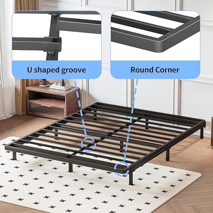 Superay 2 Inch Full Box Spring Low Profile, Heavy Duty Metal Box Spring Bed Base, Bunkie Board Bed Slat Replacement, Mattress Foundation, Easy Assembly, Noise Free