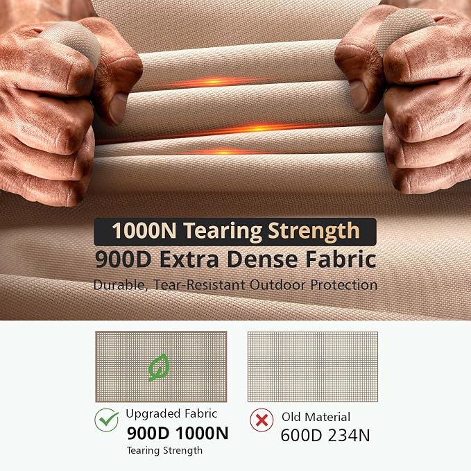 QH.HOME Fire Pit Cover Square-33-36 Inch Heavy Duty 900D Strong Tear-Resistant and UV Resistant and Waterproof and Fading Resistant Material Polyester Firepit Covers for Outdoor Fire Table-Wheat